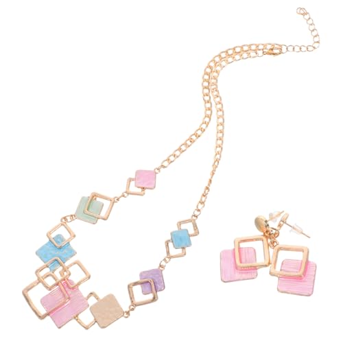 FOMIYES Buntes Schmuckset Damen Candy Color Halskette Ohrstecker Leichtes Kreatives Modeschmuck für Teen Mädchen Alltag und Party von FOMIYES