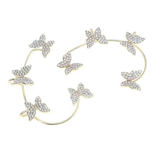 FOMIYES Butterfly Ohrclips mit Zirkonia Ohrdekoration Piercing Eleganter Ohrschmuck für Mädchen Goldfarbene Langlebige Ohrclips für Alltag und Festtage von FOMIYES