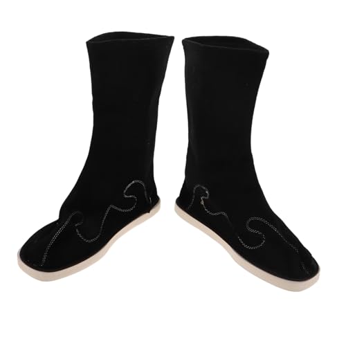 FOMIYES Chinesische Hanfu Schuhe Herren Traditionelle Stiefel Midcalf Antirutsch Komfortable Orientalische Kostümstiefel für Festivals Rollenspiele Alltag Schwarz von FOMIYES