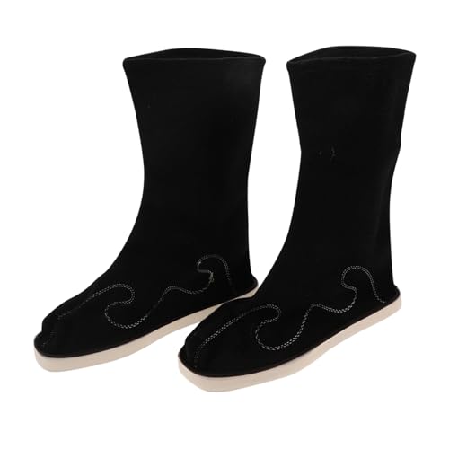 FOMIYES Chinesische Hanfu Stiefel Midcalf Design mit Ergonomischem Komfort für Traditionelle Kostümfeste Rollenspiele und Alltag Schwarze Asiatische Trachtenschuhe von FOMIYES