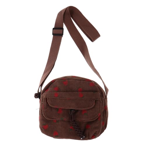FOMIYES Corduroy Handtasche Damen Klein Leicht Schultertasche mit Reißverschluss Vielseitig als Crossbody und Umhängetasche für Arbeit Schule Alltag Braun von FOMIYES