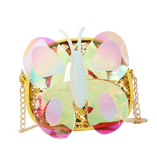 FOMIYES Crossbody Bag Schmetterling Form PU Material Mädchen Kettentasche Gelb Modische Umhängetasche Geschenk für Shopping und Freizeit von FOMIYES