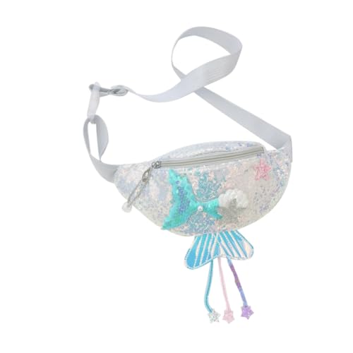 FOMIYES Crossbody Bag mit Silbernem Meerjungfrau Pailletten Design Verstellbare Gürteltasche und Brusttasche Leichte Umhängetasche für Mädchen für Alltag und Freizeit von FOMIYES