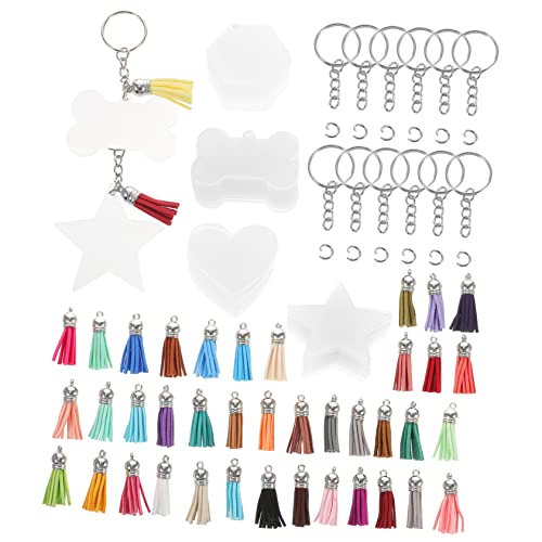FOMIYES DIY Sublimation Schlüsselanhänger Rohlinge Transparente Schlüsselanhänger mit Quasten für Kreative Bastelarbeiten und Personalisierte Designs von FOMIYES