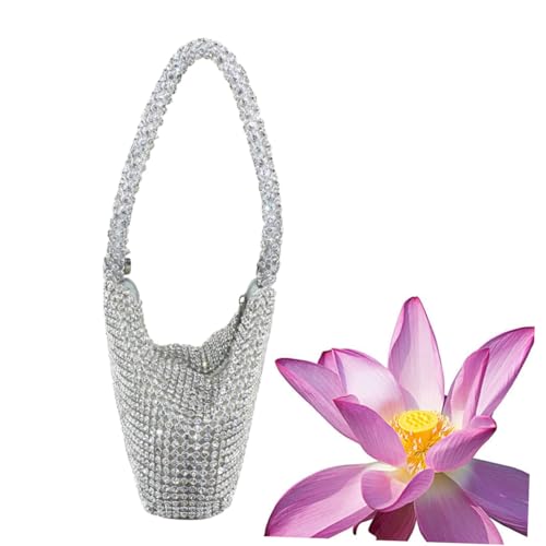 FOMIYES Damen Abendhandtasche mit Silbernen Strasssteinen Funkelnde Schultertasche für Hochzeit Party Cocktail und Festliche Anlässe Modische Clutch mit Dreieck Design Praktisches von FOMIYES