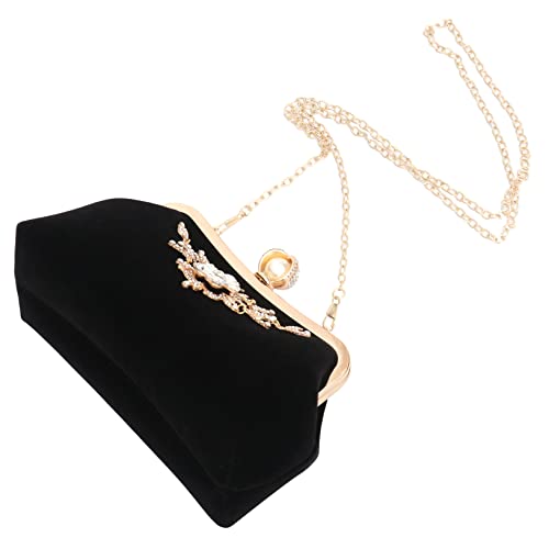 FOMIYES Damen Abendtasche Plüsch mit Strassverzierung Clutch für Partys und Besondere Anlässe Geeignet für Handy Geldbörse und Make Up Schwarz von FOMIYES
