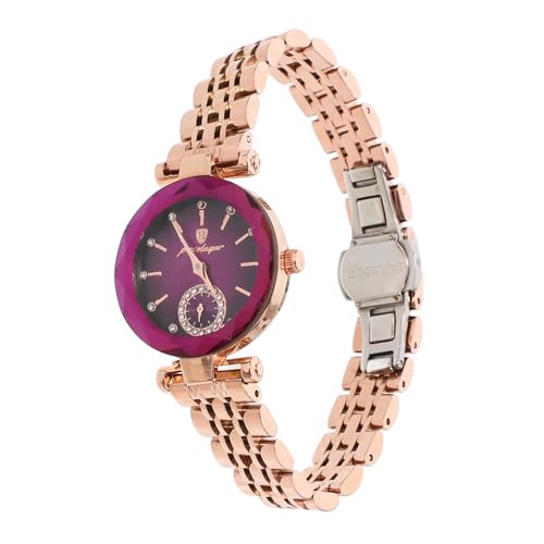 FOMIYES Damenarmbanduhr Aus Edelstahl Stilvolle Freizeit Uhr Für Frauen Leicht Ablesbare Quarzarmbanduhr Modisches Uhrenornament Für Büro Und Alltag Zarte Armbanduhr in Goldlila von FOMIYES
