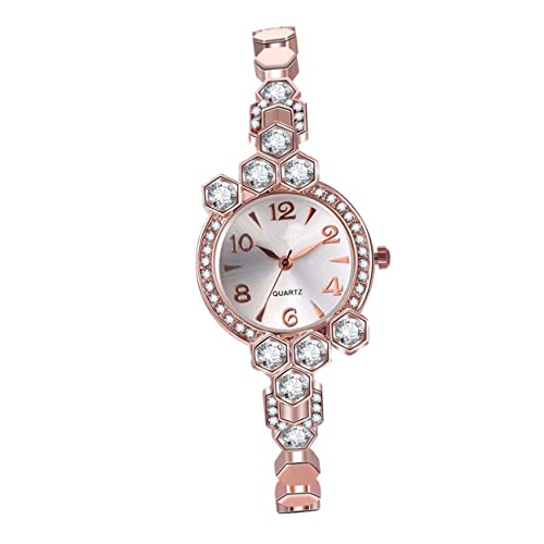 FOMIYES Rosegold Armbanduhr Für Frauen Legierungsuhr Mit Strasssteinen Quarzuhr Als Handgelenkszubehör Zarte Uhr Für Jedes Outfit von FOMIYES