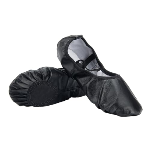 FOMIYES Damen Ballettschuhe mit Geteilter Oxhide Sohle Elastischem Stretchband Leichter Turn und Yogaschuh Flexible Tanzschläppchen Schwarz Geeignet für Ballett Jazz Modern Dance von FOMIYES