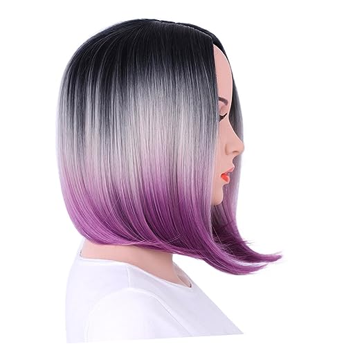 FOMIYES Cosplay Bob Perücken Damen Bob Perücke Farbverlauf Für Frauen Kurze Glatte Kunsthaar Spitze Hochtemperatur von FOMIYES