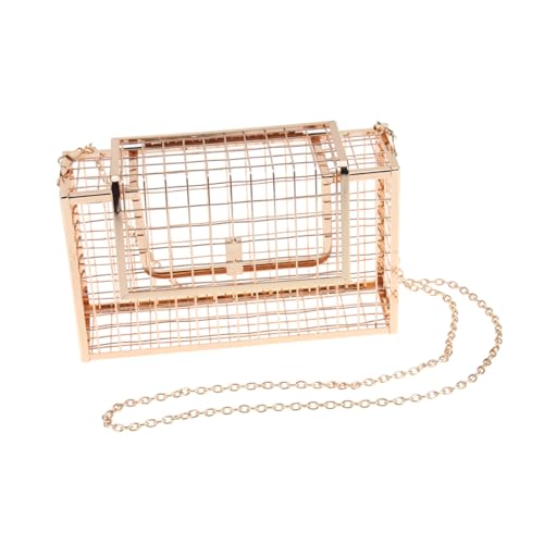 FOMIYES Metall Clutch Abendtasche Für Damen Korb Hohlbox Mit Kette Kleine Schultertasche Für Proms Und Sommersachen Platz Für Schlüssel Geldbörse Lippenstift Sonnenbrille Und Smartphone von FOMIYES