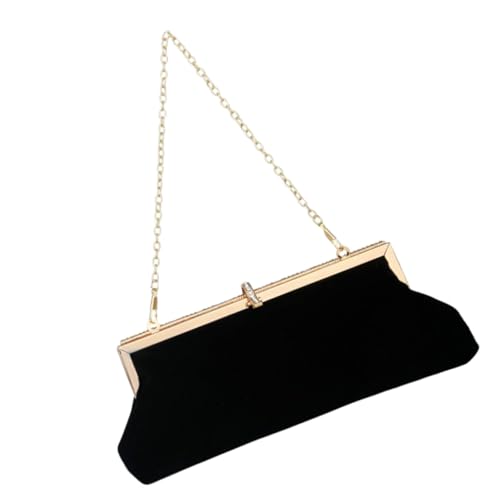 FOMIYES Damen Clutch Handtasche aus Schwarzem Samt mit Funkelnden Kristallverzierungen Kleine Abendtasche für Hochzeit Party und Alltag Leichte Umhängetasche für Mädchen und Frauen von FOMIYES
