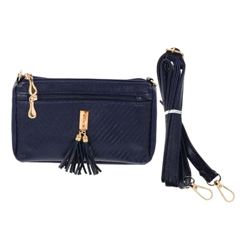FOMIYES Damen Crossbody Bag aus Hochwertigem PU mit Modischem Tassel Kleine Umhängetasche im Stilvollen Blauton Vielseitig für Alltag Reisen Arbeit und Freizeit Geeignet von FOMIYES