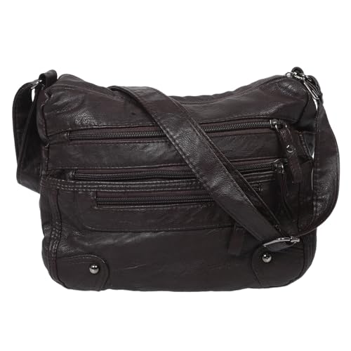FOMIYES Damen Crossbody Bag aus Weichem Pu-Material mit Doppeltem Stauraum Modische Kleine Schultertasche in Dunkelbraun für Alltag Reise und Organisiertes Verstauen von FOMIYES