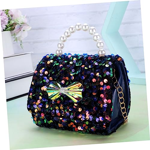 FOMIYES Damen Crossbody Bag mit Perlen und Pailletten Clutch mit Schleifen Design Kleine Abendtasche für Party Hochzeit Cocktail Vielseitige Kettenhandtasche Schwarz von FOMIYES