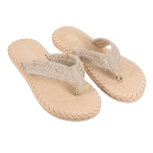 FOMIYES Damen Flip Flops Flache Sandalen Leichte Imitat Stroh Strand Schlappen Sommerschuhe Casual Urlaubsschuh Strandschuhe Geeignet von FOMIYES