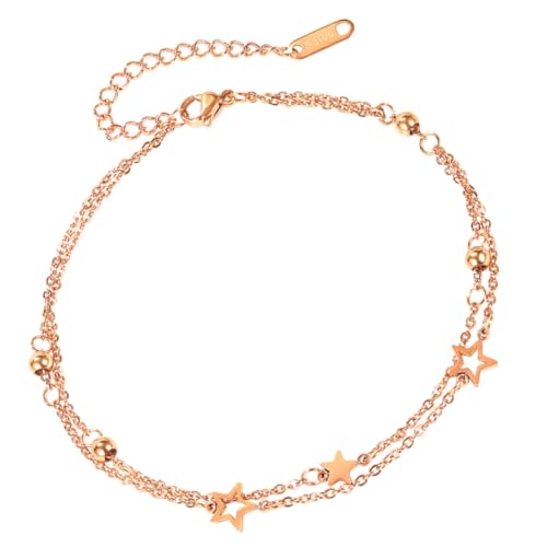 FOMIYES Damen Fußkettchen Edelstahl Lagig Stern Design Verstellbar Elegant Leicht Kombinierbar Schmuck von FOMIYES