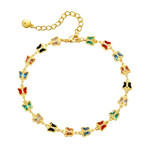 FOMIYES Damen Fußkettchen mit Geometrischem Schmetterlings Design Goldplattiert Dekorative Strand Fußkette für Sommer Boho Stil von FOMIYES