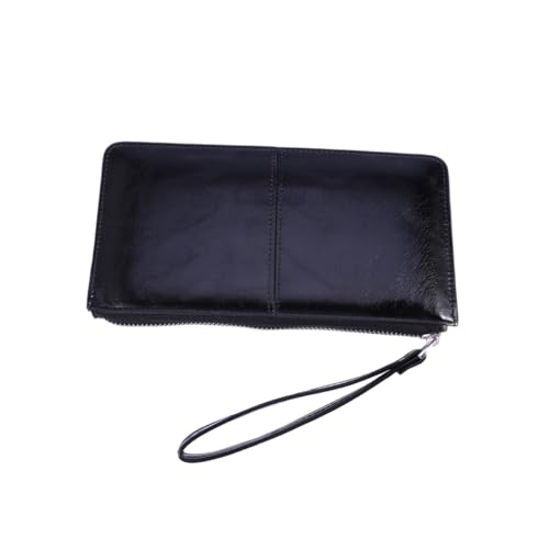 FOMIYES Damen Geldbörse mit Reißverschluss und Schnalle Große Kapazität Clutch Handtasche aus Hochwertigem Material Sicherer Kartenhalter Eleganter Schwarzer Umschlag für Alltag und von FOMIYES