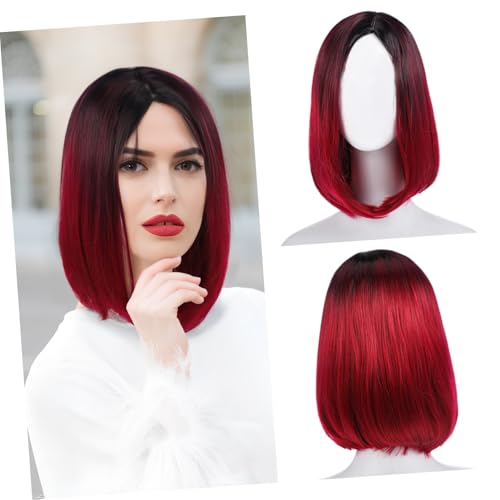 FOMIYES Damen Gerade Bob Perücke Synthetisch Leicht Stylisch für Alltag Cosplay Party Tiefes von FOMIYES