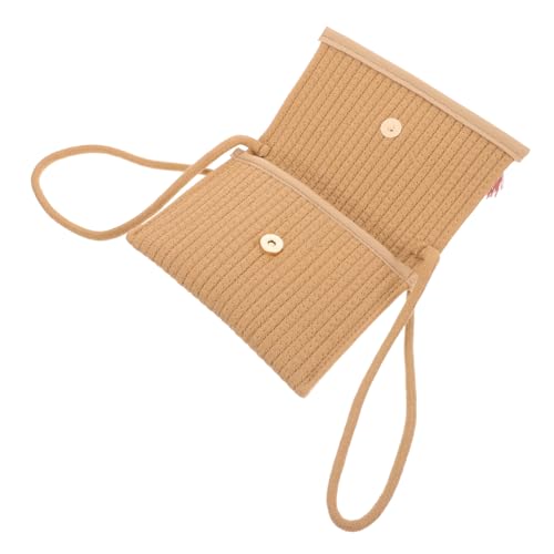 FOMIYES Damen Handgewebte Crossbody Tasche mit Fransen und Quasten Leichte Schultertasche Modische Umhängetasche für Alltag und Reise Braun Ethnischer Stil von FOMIYES