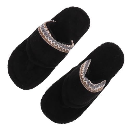 FOMIYES Damen Hausschuhe Warm Gefüttert Furry Sandalen mit Dicker Sohle Atmungsaktive Leichte Slipper für Innenbereich Rutschfeste Komfort Schuhe Bequeme Winter Fußwärmer von FOMIYES