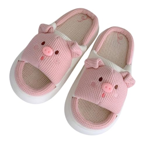 FOMIYES Damen Hausschuhe Weiche Atmungsaktive Slipper mit Dickem Weichem Fußbett Baumwolle leinen material Rutschfeste Gemütliche Indoor hausschuhe für Ganzjährig Bequemen Hausgebrauch von FOMIYES