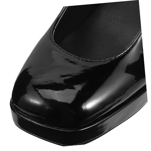 FOMIYES Damen High Heels aus Echtmaterial Schwarz Elegant Großer Absatz Modische Schuhe für Arbeit Party Alltag von FOMIYES