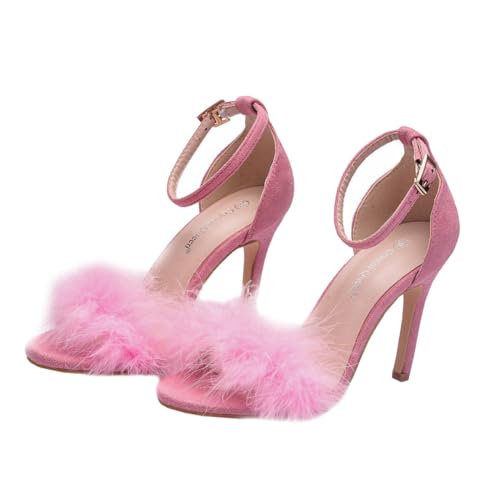 FOMIYES Damen High heel Sandalen mit Dünnem Absatz Rutschfeste Sohle Modische Offene Zehen Langlebiges Obermaterial für Arbeit und Shopping Geschenkidee für Frauen Farbe Rosa von FOMIYES