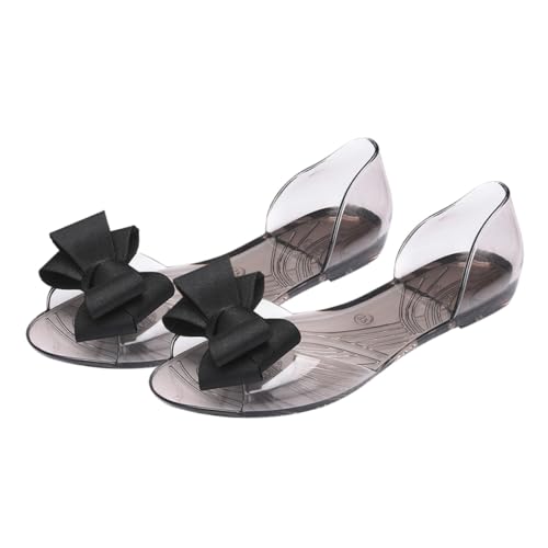 FOMIYES Damen Jelly Sandalen Flach Kreativ Bowknot Sommerschuhe Strand Schuhe Schwarz Leicht Ausziehbar Atmungsaktiv Für Sommer Freizeit von FOMIYES