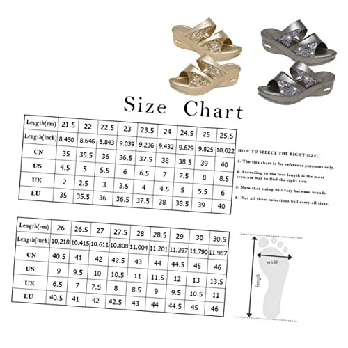 FOMIYES Damen Keilsandalen mit Dicker Sohle Sommerliche Fischmaul Pantoletten Goldfarbene Wedges Outdoor Slipper Bequeme Freizeitschuhe für Frauen von FOMIYES