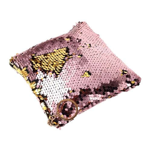 FOMIYES Damen Kosmetiktasche mit Reißverschluss Handtasche mit Glitzer Pailletten Kompakte Schminktasche für Alltag und Party Langlebige Aufbewahrung für Münzen und Karten Gelb von FOMIYES