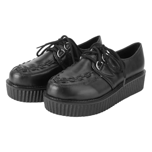 FOMIYES Damen Lederschuhe mit Runder Spitze Dicken Plateausohlen Atmungsaktiv und Komfortabel Lässige Herbst Mokassins für Mädchen Einfach Anzuziehen und Strapazierfähig Eleganter von FOMIYES