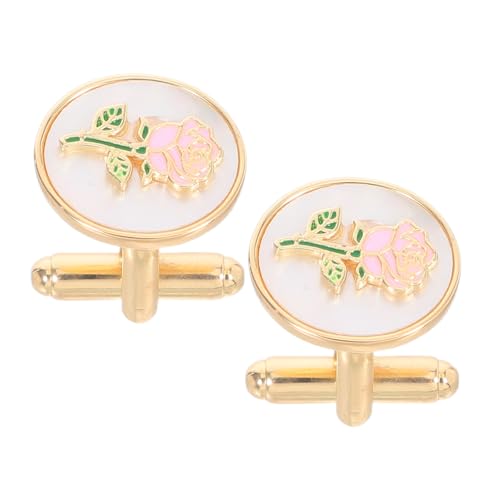 FOMIYES Damen Manschettenknöpfe Rosendesign Runde Metall Cuff Buttons für Hemden Stilvolle Schmuckaccessoires für Hochzeiten Bankette und Formelle Anlässe Langlebig und Stilvoll von FOMIYES