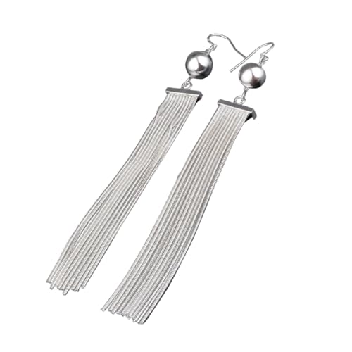 FOMIYES Damen Ohrhänger Silber Plattiert Lange Ketten Quasten Geometrisch Retro Stil Leicht Tragbar Für Partys Hochzeit von FOMIYES