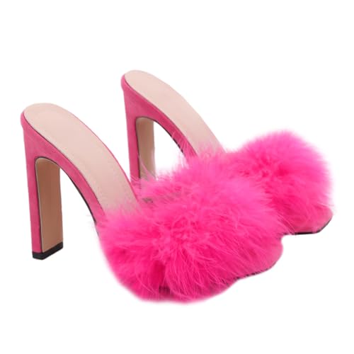 FOMIYES Damen Outdoor Sandalen mit Absatz Quadratische Zehenform Federleichtes Design Atmungsaktiv Langlebig Geeignet für Frühling und Sommer Modische Pantoletten in Pink von FOMIYES