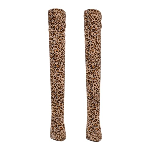 FOMIYES Damen Overknee Stiefel mit Dickem Absatz Kniehohe Langschaftstiefel für Herbst Winter Rutschfeste Gummisohle Modische Oberschenkelhohe Stiefel für Freizeit Party Arbeit Shopping von FOMIYES