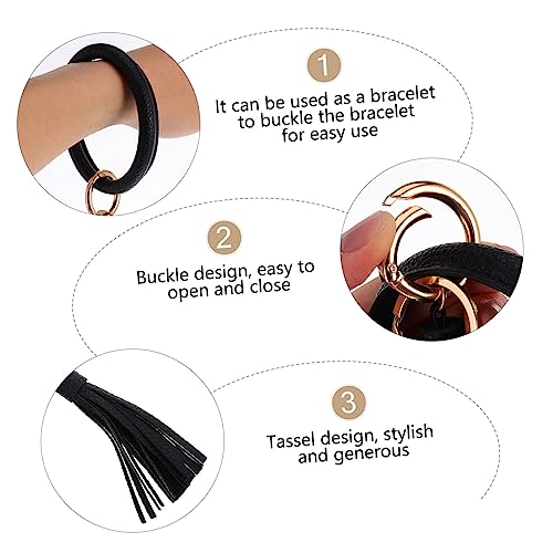 FOMIYES Damen PU Geldbörse mit Leopardenmuster Quastenanhänger Wristlet Armband Kleine Handtasche mit Kartenfächern und Münzfach Eleganter Clutch Geldbeutel für Alltag und Outdoor von FOMIYES