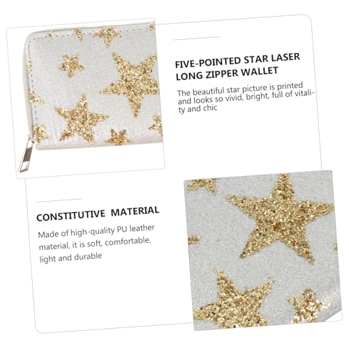 FOMIYES Damen PU Langbörse mit Sternenmuster Reißverschluss Geldbörse Clutch Große Kartentasche und Münzfach Praktische Handtasche für Party Shopping Reisen von FOMIYES
