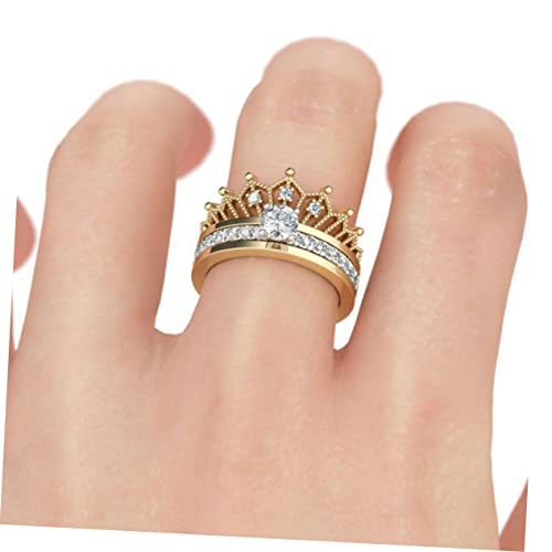 FOMIYES Damen Ring Abnehmbarer Fingerring mit Zirkonia Zweifarbiger Kronenring Silber Eleganter Schmuck für und Festtag Langlebig und Rostfrei von FOMIYES