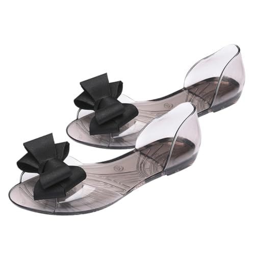 FOMIYES Damen Sandalen Flach Sommer Bowknot Jelly Schuhe Strand Schuhe Leicht Kreativ Schwarz Geeignet für Alltag und Freizeit von FOMIYES