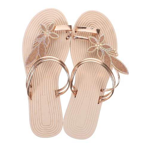 FOMIYES Damen Sandalen Flach Sommer Maple Leaf Design Rutschfeste Zehenring Sandalen Leicht Für Strand Reisen Spaziergang von FOMIYES