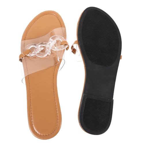 FOMIYES Damen Sandalen Flach Transparent Sommer Sandaletten Strand Schuhe Bequeme Rutschfeste Flache Sandalen Damen Freizeit Pantoletten von FOMIYES
