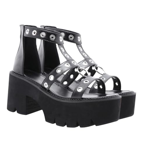FOMIYES Damen Sandalen High Heels mit Dicker Sohle Rutschfest Modische Offene Zehen Stilvolle Lady Sandaletten für Sommer und Alltag Geeignet von FOMIYES