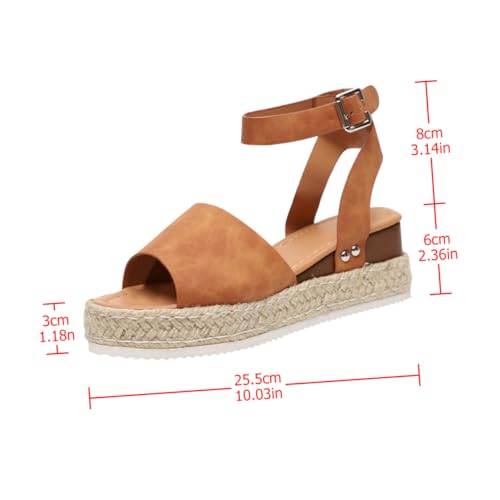 FOMIYES Damen Sandalen Sommer Plateau Sandalen mit Geflochtenem Strohboden Flache Schuhe mit Dicker Sohle Rutschfeste Flanschsohle Braun Geeignet für Strand und Freizeit FOMIYES Damen Sandalen Sommer Plateau Sandalen mit Geflochtenem Strohboden Flache Schuhe mit Dicker Sohle Rutschfeste Flanschsohle Braun Geeignet für Strand und Freizeit von FOMIYES