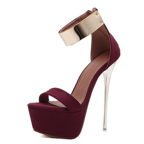 FOMIYES Damen Sandalen mit Dünnem Absatz Rutschfeste Sohle Schwarze Sommer Schuhe Kreative Plateau High Heels für Strand und Alltag von FOMIYES