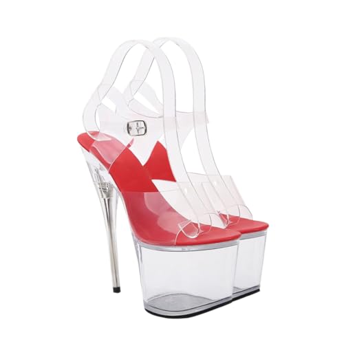 FOMIYES Damen Sandalen mit Transparentem Absatz Sommerschuhe für Frauen Superhohe Sandaletten Plattform Slipper Bequeme Outdoor High Heels für Partys und Freizeit von FOMIYES