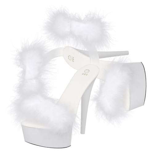 FOMIYES Damen Sandaletten Weiß High heeled Sandals mit Flirty Design Rutschfeste Sohle Atmungsaktiv und Langlebig Sommerliche Schuhe für Frauen Komfortabel und Modisch von FOMIYES