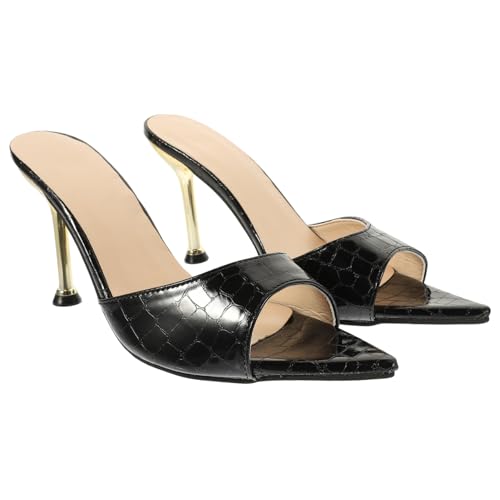 FOMIYES Damen Sandaletten mit Spitzem Zehenbereich und Metallischer Spitze Feiner Absatz Stabiler High Heel Modische Sommerschuhe für Outdoor und Festliche Anlässe Zufällige Farbe von FOMIYES