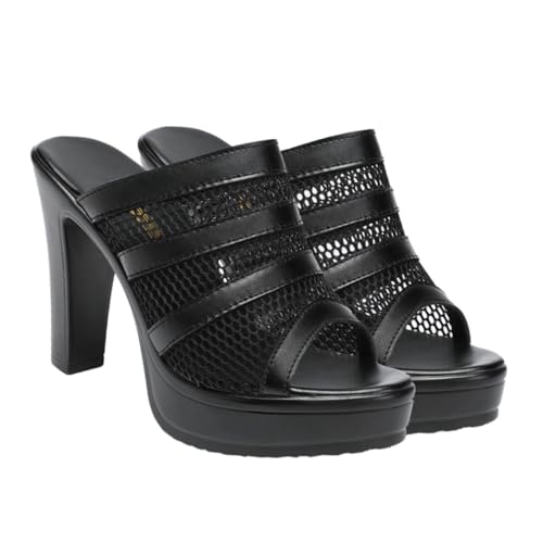 FOMIYES Damen Slippers mit Stabilem Chunky High Heel Atmungsaktive Wasserfeste Sommer Sandalen mit Offenem Zehenbereich Rutschfeste Slides für Komfortables Tragen im Alltag von FOMIYES